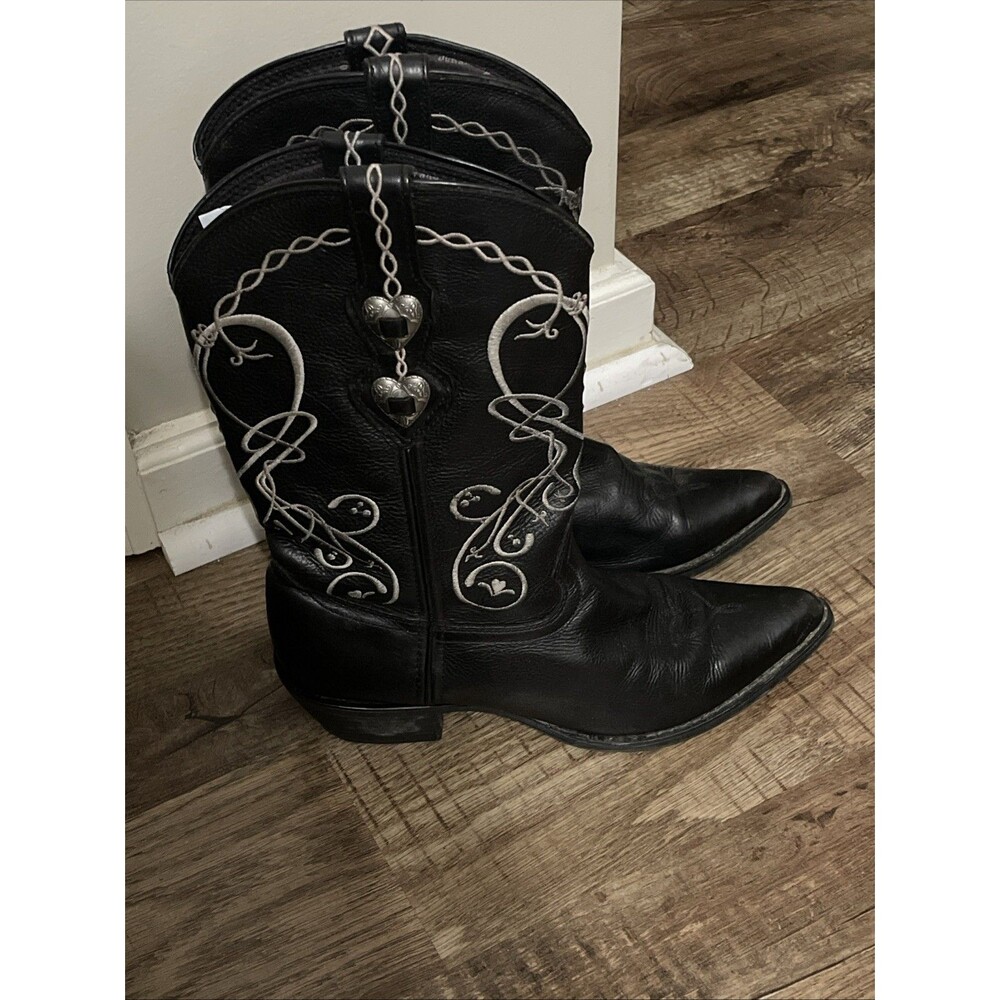 Womens Durango Crush Heartbreaker Concho Black Leather Cowboy Boots 8.5 Western